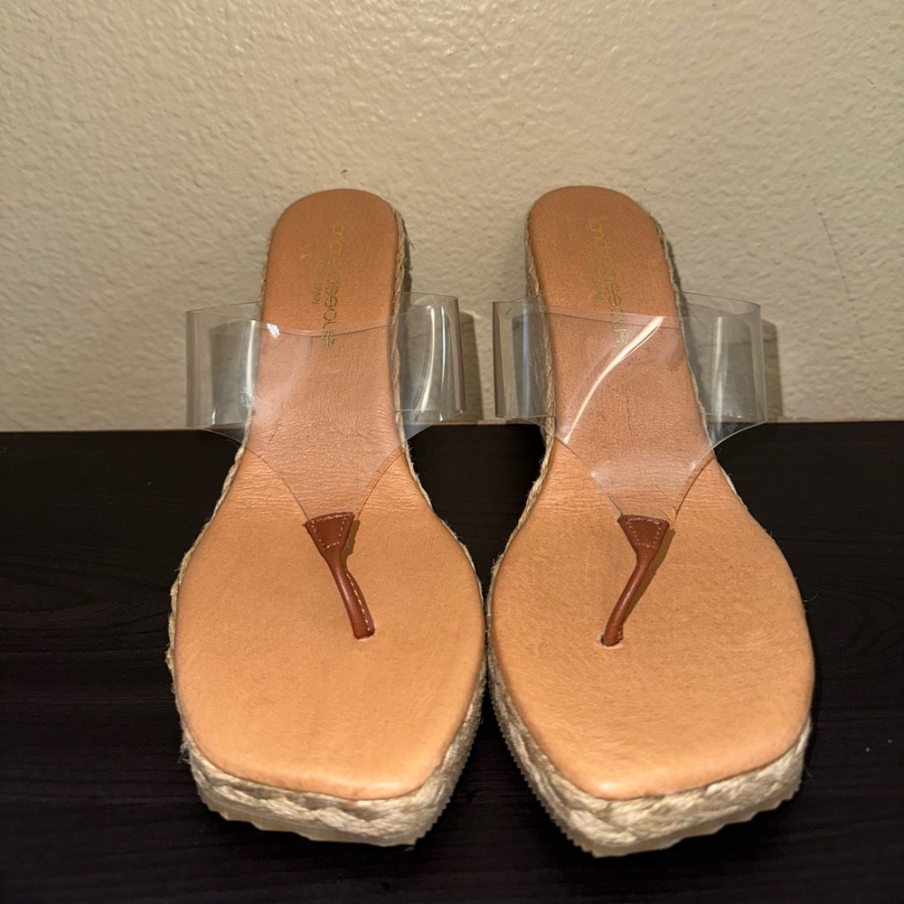 Andre Assous Arabella Espadrille Clear Wedge Sandals Size US 7, European size 37
